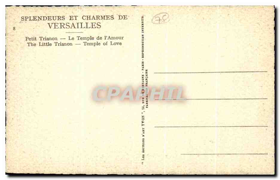Petit Trianon — Tempel der Liebe — Éditions d'Art Yvon — Rückseite
