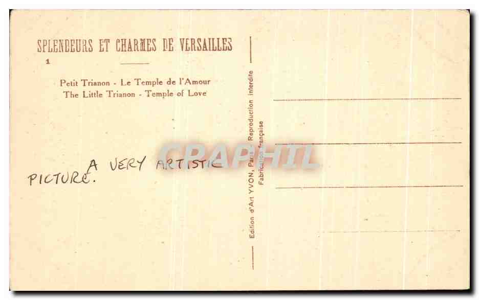 CPA Splenceurs Et Charmes De Versailles Petit Trianon Le Temple de l'Amour The Little Trianon Temple of Love — Verso