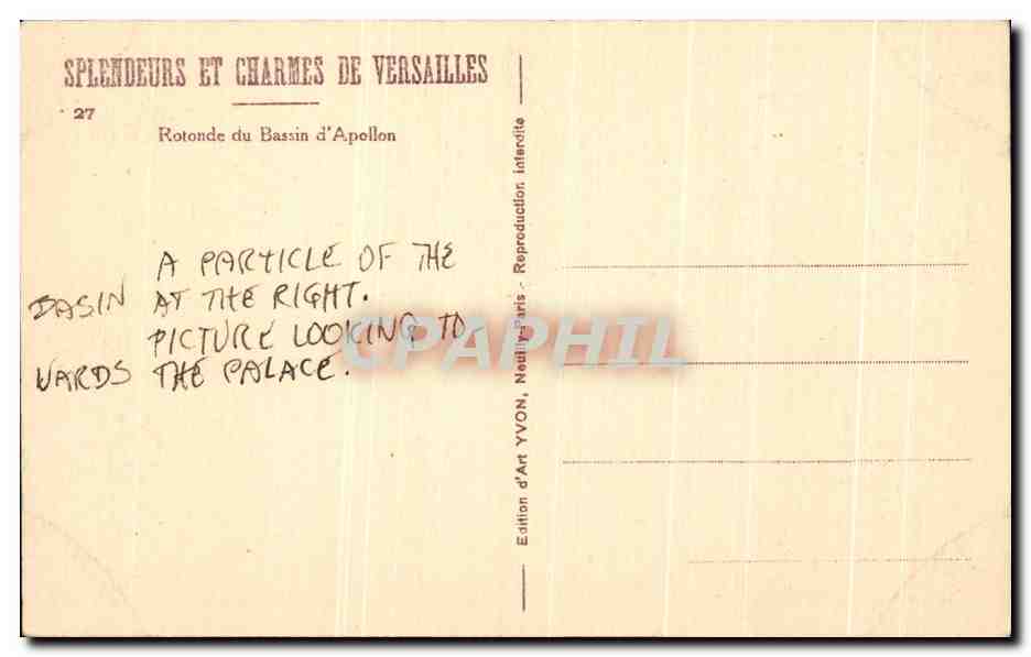 CPA Splendeurs Et Charmes De Versailles Rotonde du Bassin d'Apollon — Verso