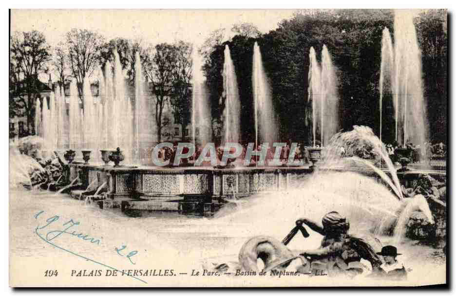 Palais de Versailles — Le Parc — Bassin de Neptune — Éditeur LL, n° 194
