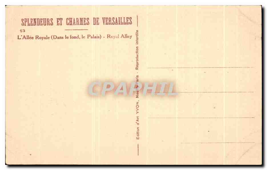 CPA Splendeurs Et Charmes De Versailles L'Allee Royale — Verso