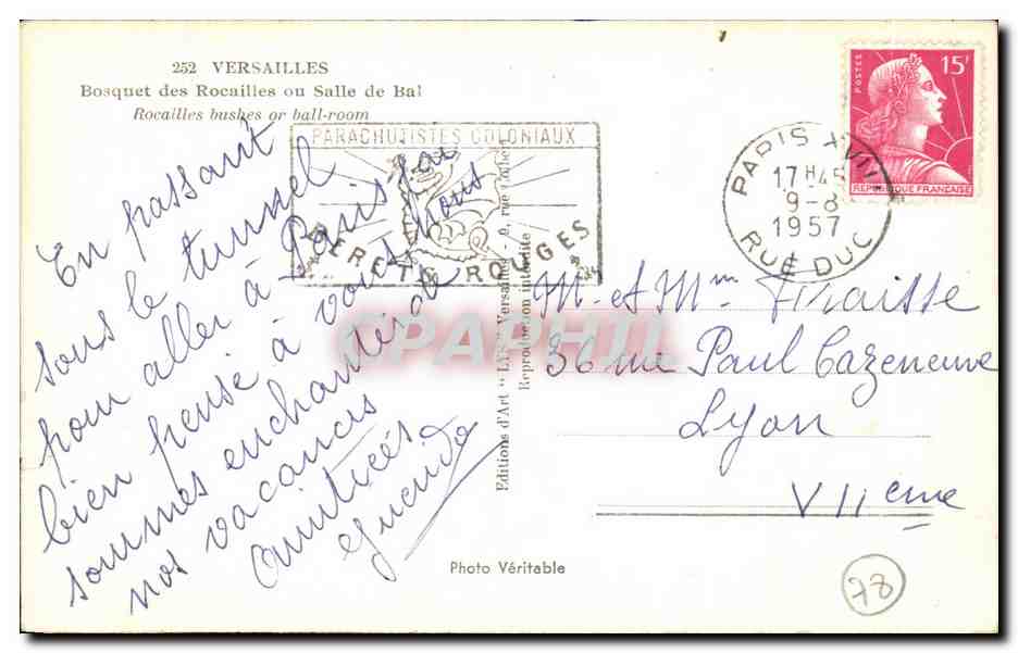 Bosquet des Rocailles — Salle de Bal — Éditions d'Art LYS — Verso