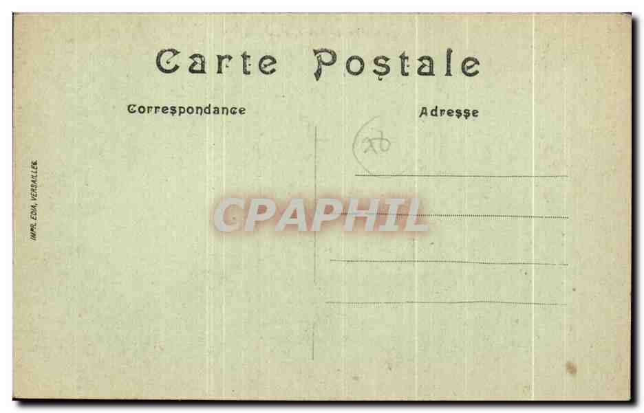 Palais de Versailles, à vol d’oiseau — vue aérienne — Impr. Edm. Versallier, n°6 — Verso