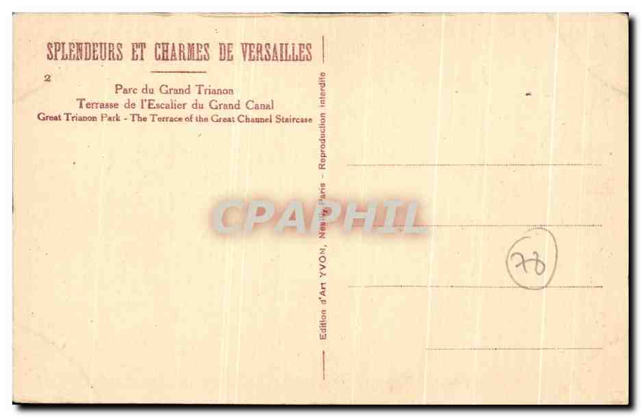 CPA Splendeurs Et Charmes De Versailles Parc du Grand Trianon Terrasse de l'Escalier du Grand canal — Verso