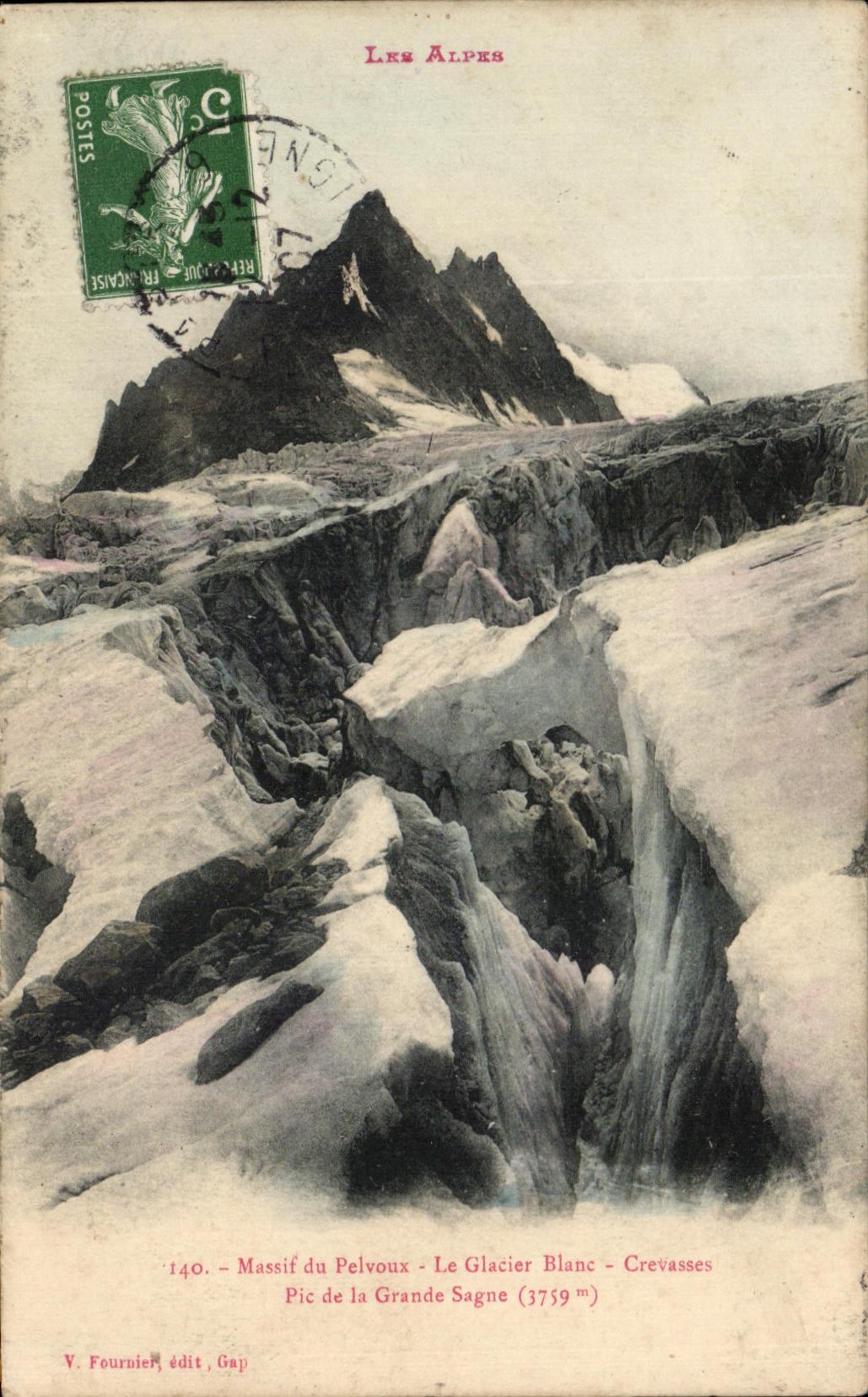 CPA Massif Du Pelvoux Le Glacier Blanc Crevasses Pic de la Grande Sagne 