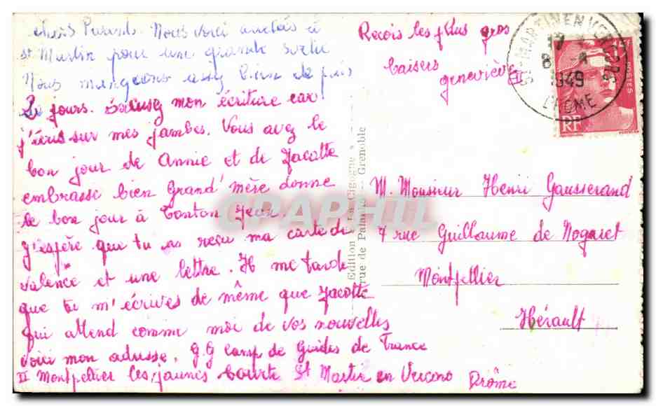 Les Grands Goulets — Vue sur la Balme de Rencurel — Cig, n°1008 — Rückseite