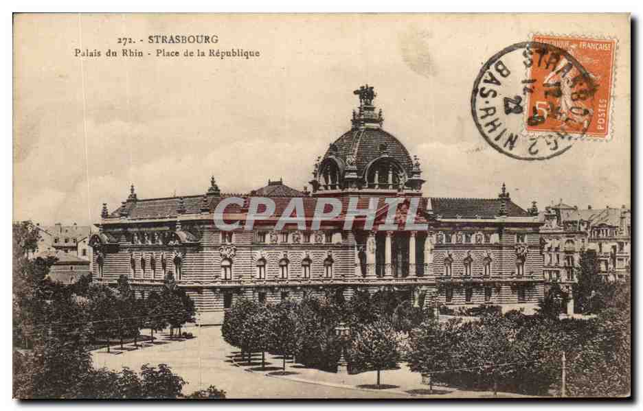 CPA Strasbourg Palais du Rhin Place de la Republique