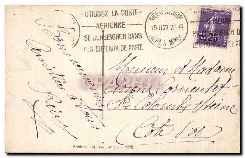 CPA Nice La Grotte du Jardin du Roi Albert 1er — Rückseite