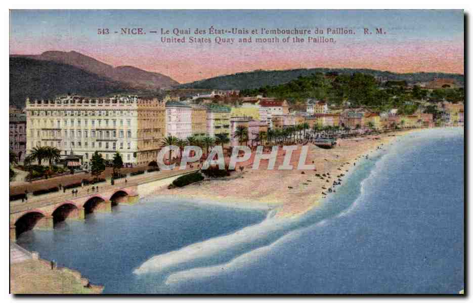 CPA Nice Le Quai des Etatq Unis et l'Embouchure du Paillon 