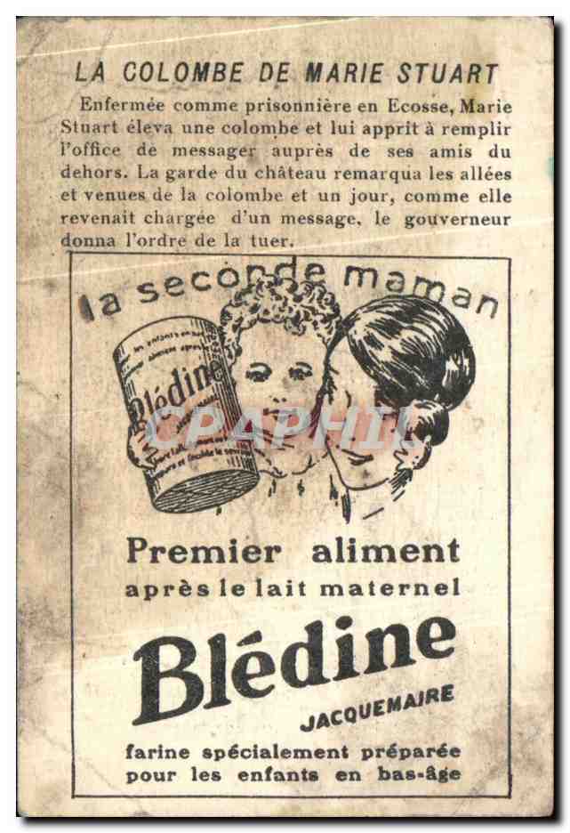Chromo Bledine La Colombe De Marie Stuart — Verso