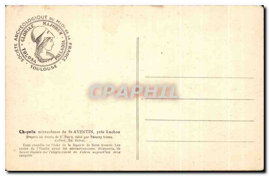 CPA Chapelle Miraculeuse de St Aventin Pres Luchon — Rückseite