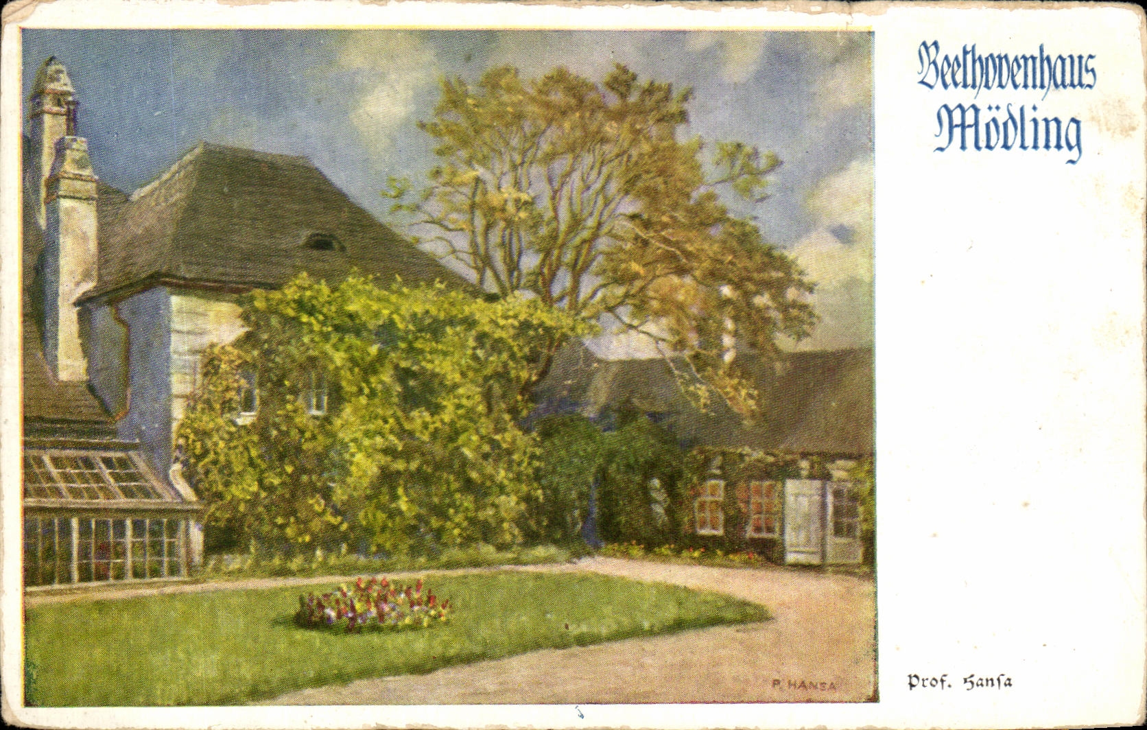 Beethovenhaus Mödling — vue du jardin et de la maison — Prof. Hansa