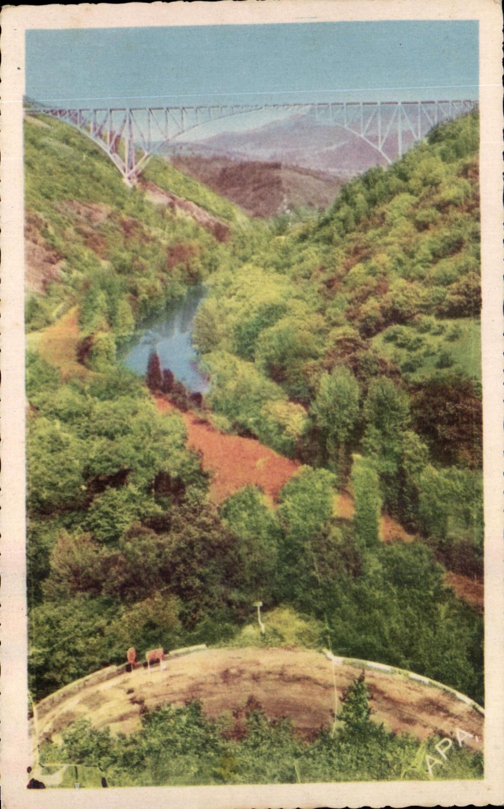 Gorges du Viaur — Vue du Viaduc et contour de la route d'Albi à Rodez — Les Cartes A.P.A. - Albi
