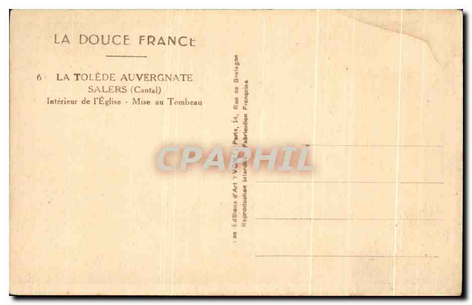 CPA La Tolede Auvergnate Sales Interieur de L'Eglise Mise au Tombeau — Back