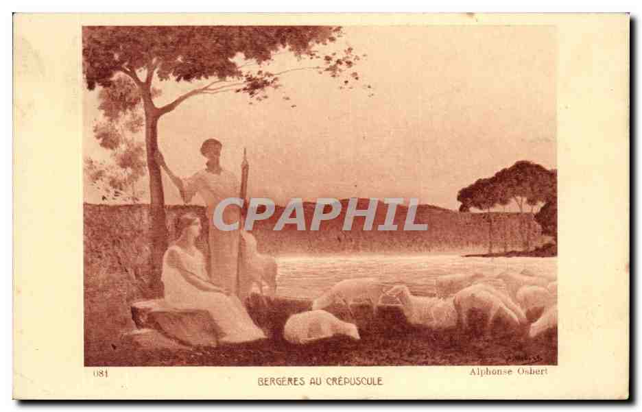 CPA Bergeres Au Crepuscule Moutons