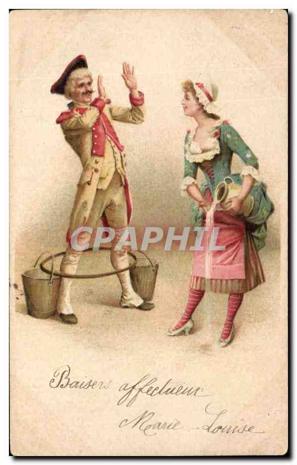 CPA FEmme Paysanne Soldat