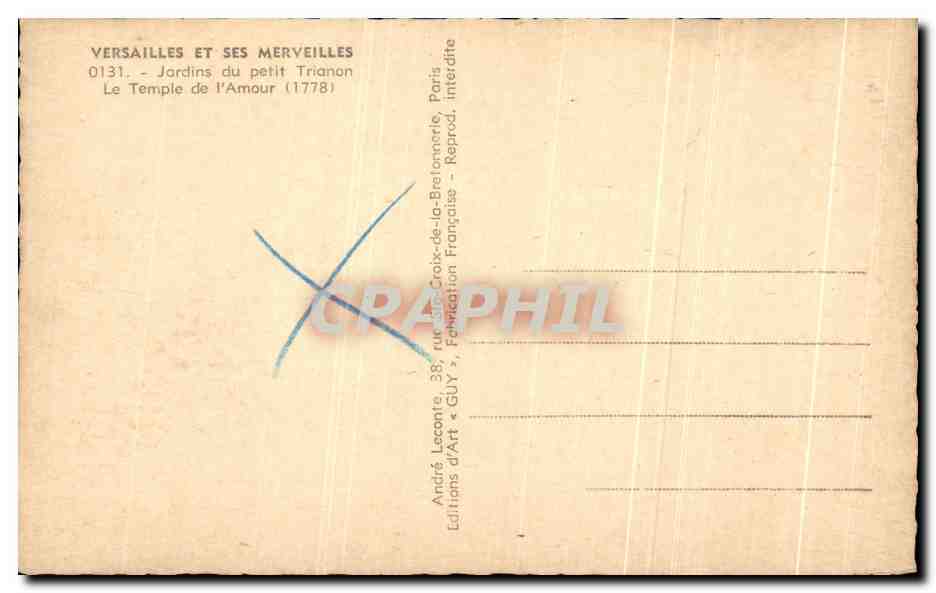 Versailles — Jardins du petit Trianon, Le Temple de l'Amour (1778) — Éditions d'Art GUY — Verso