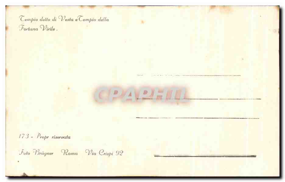 CPA Propr Riseruata Foto Brugner Roma Via Crispi — Rückseite