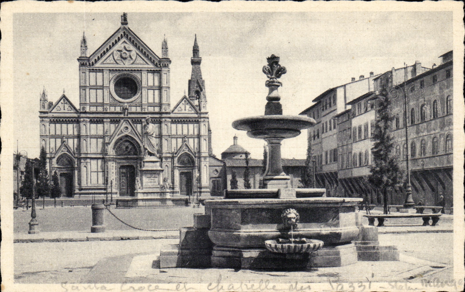 CPA Firenze Basilica Di Croce Statua Di Dante