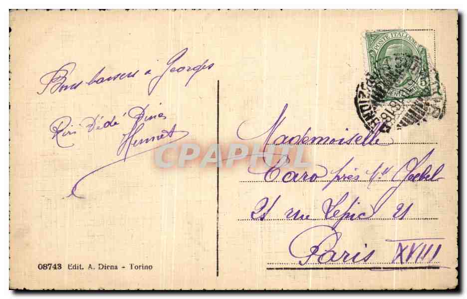 CPA Torino Via Po E Via Della Zecca — Rückseite