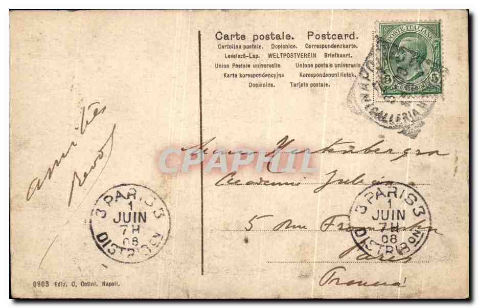 CPA Dupei Museo Impronte Umana Uomo Di Fianco Usa Mano Sotto La Testa — Rückseite