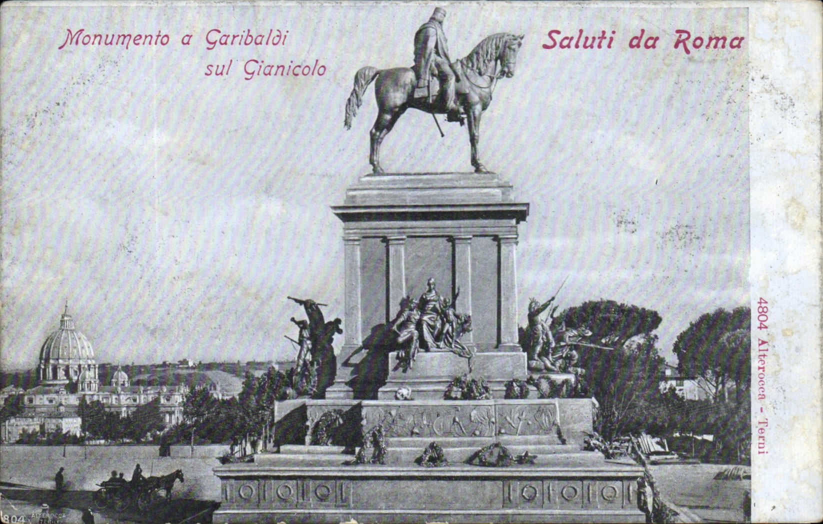 CPA Monument a Garibaldi Sul Gianicolo Saluti Da Roma