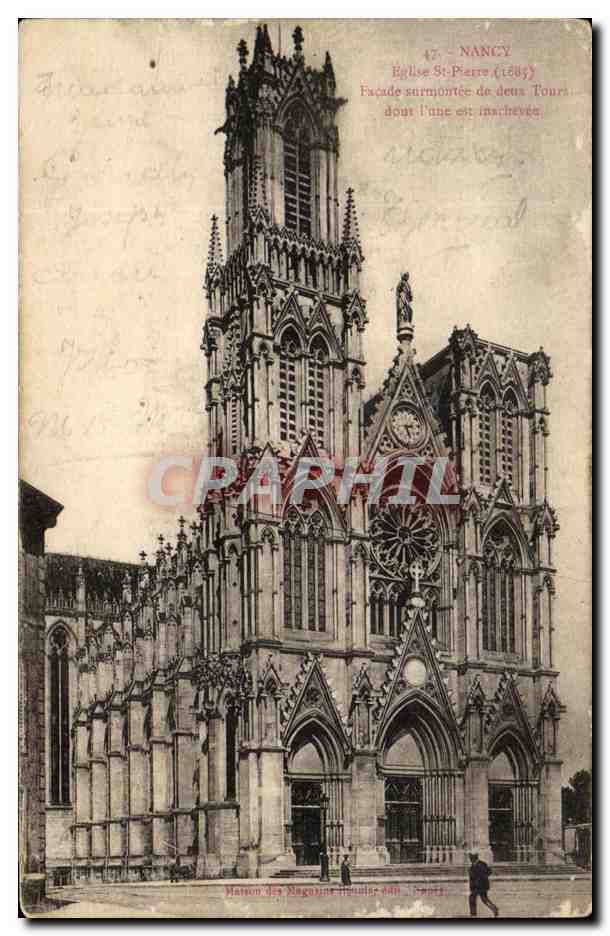 CPA Nancy Eglise St Pierre Facade Surmontee De Deux Tours Dour l'Une En