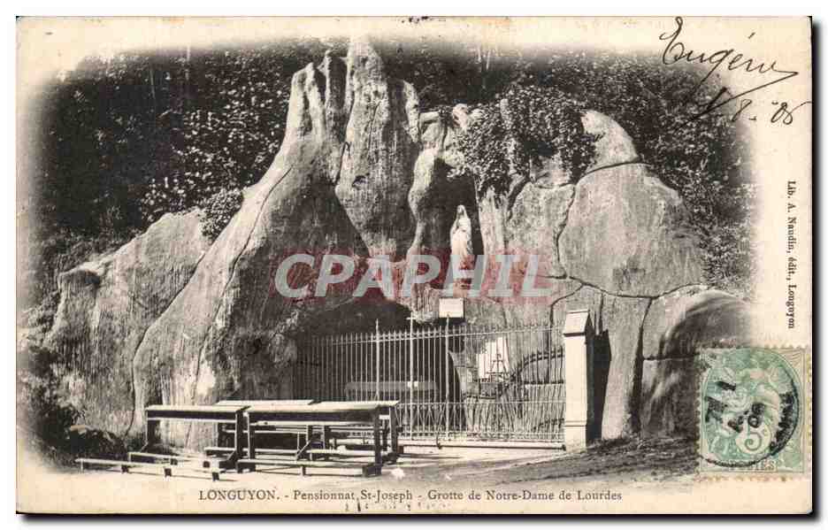 CPA Longuyon Pensionnat St Joseph Grotte De Notre Dame De Lourdes