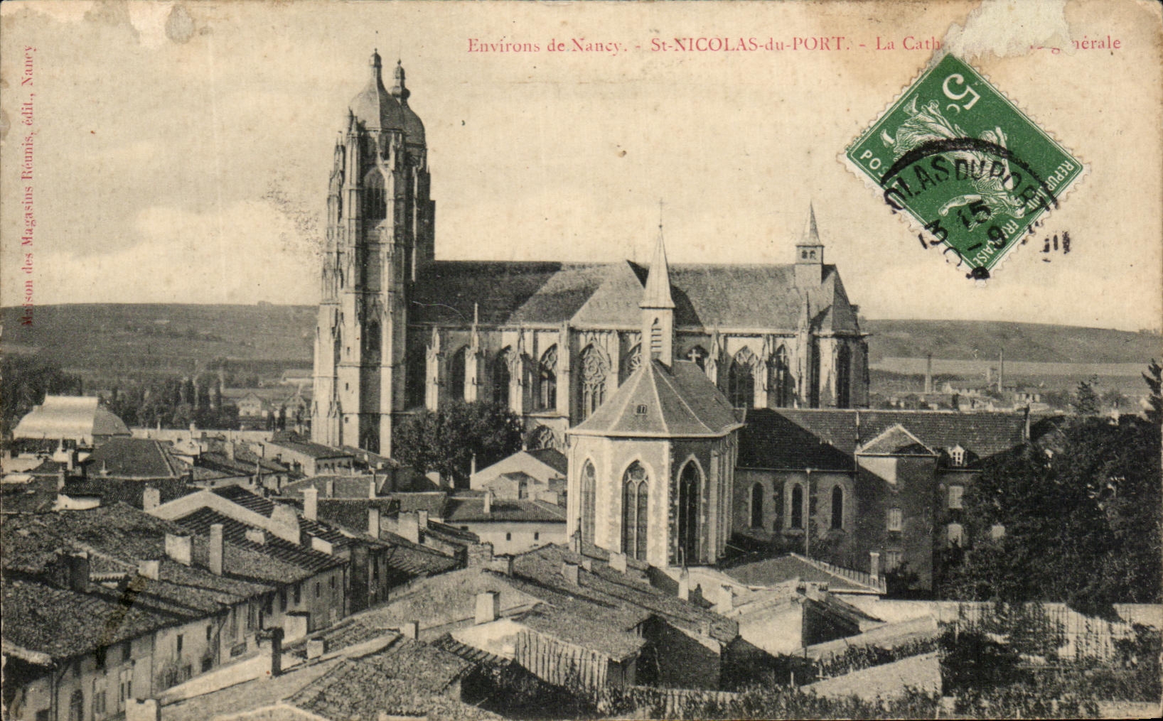 Antike Ansichtskarte Umgebung von Nancy St Nicolas du Port Die Kathedrale und die allgemeine Aussicht