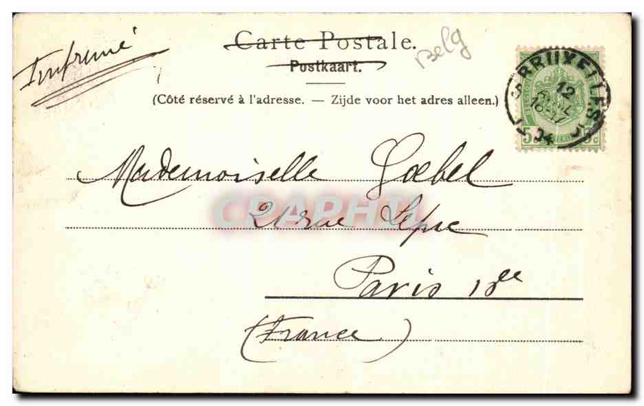 CPA Bruxelles L'Hotel de Ville — Verso