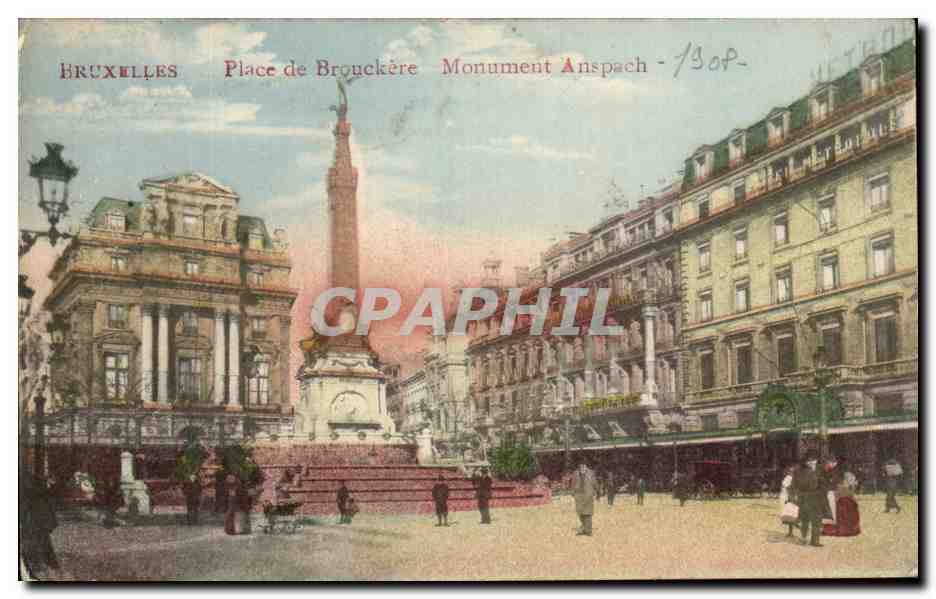 CPA Bruxelles Place de Brouckere Monument Anspach