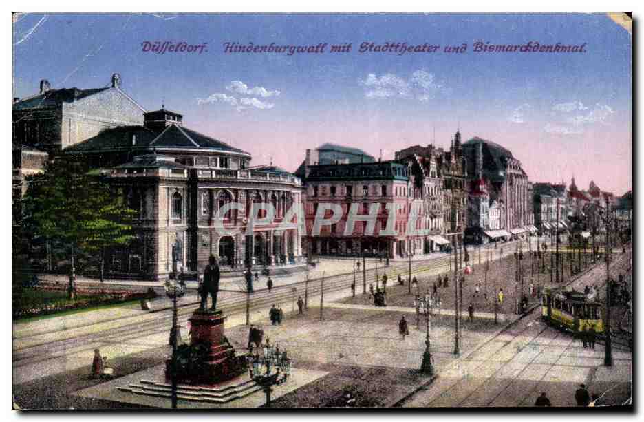 CPA Dusseldorf Hindenburgwatt Mit stadttheater Und Bismarordenrme