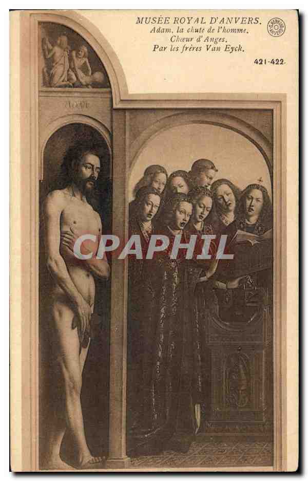CPA Musee Royal D'Anvers Adam la Chute de l'Homme Choeur d'anges Van Eyck