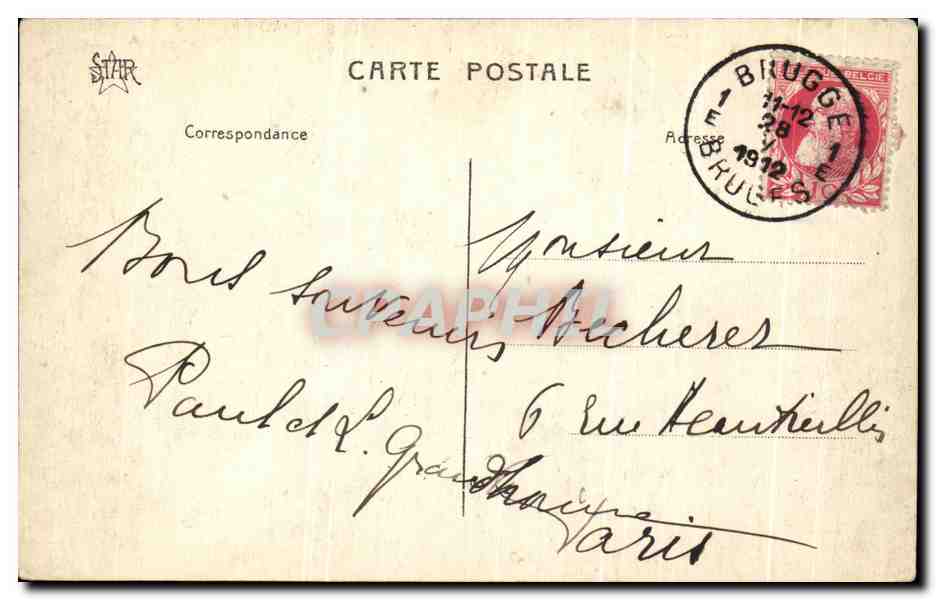 CPA Bruges La Porte De Gand — Rückseite