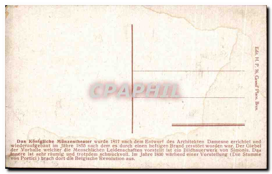 CPA Bruxelles Theatre de la Monnaie  — Verso