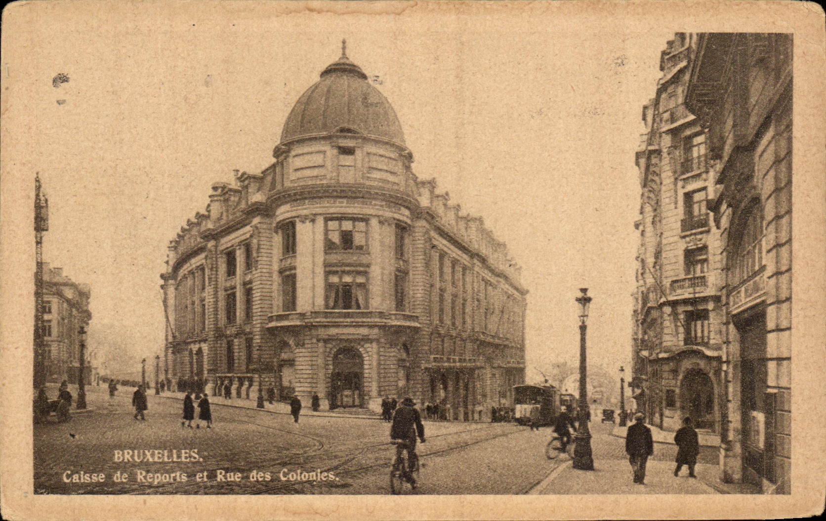 CPA Bruxelles Calsse de Reports et rue des colonies