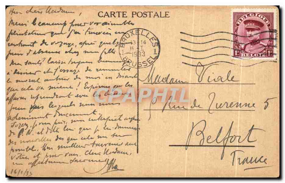 CPA Bruxelles Calsse de Reports et rue des colonies — Rückseite