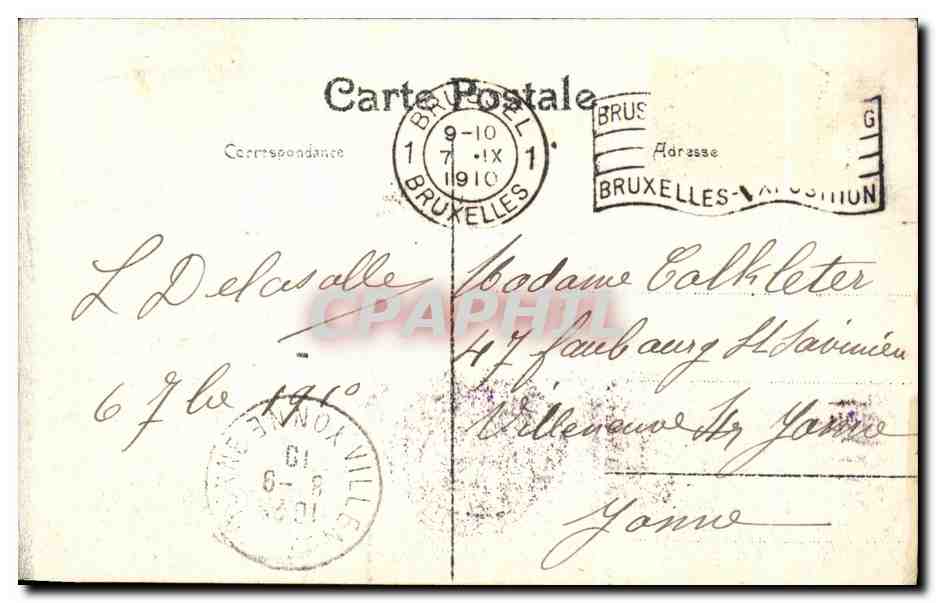CPA Bruxelles Potre de Hal — Verso