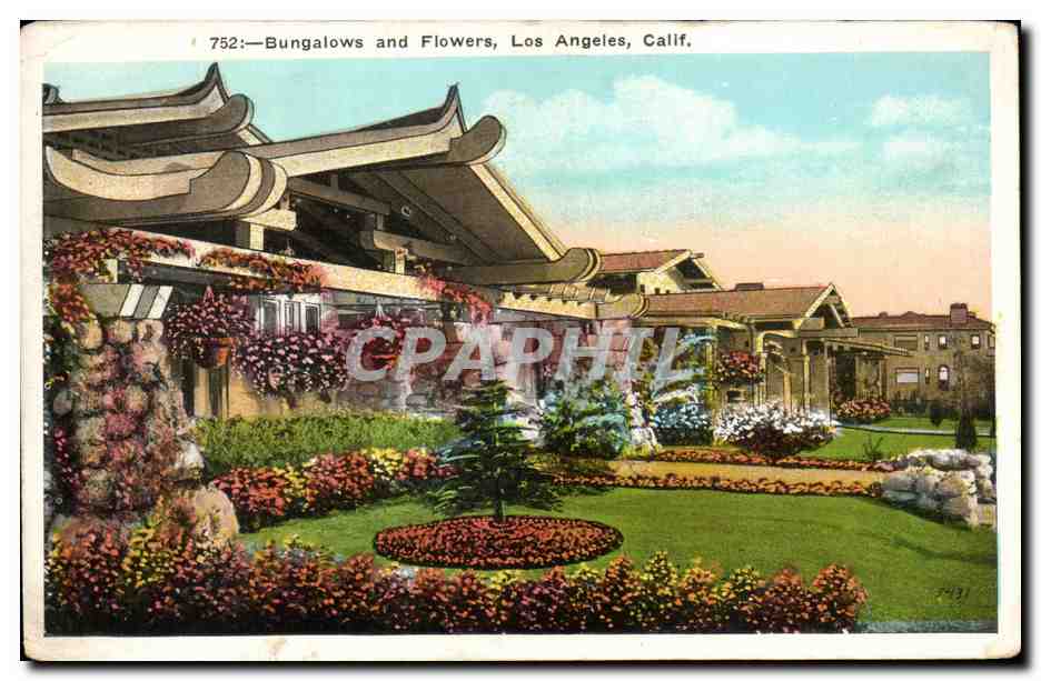 Bungalows and Flowers, Los Angeles, Calif. — série 752 — éditeur Z. Rankower Co.