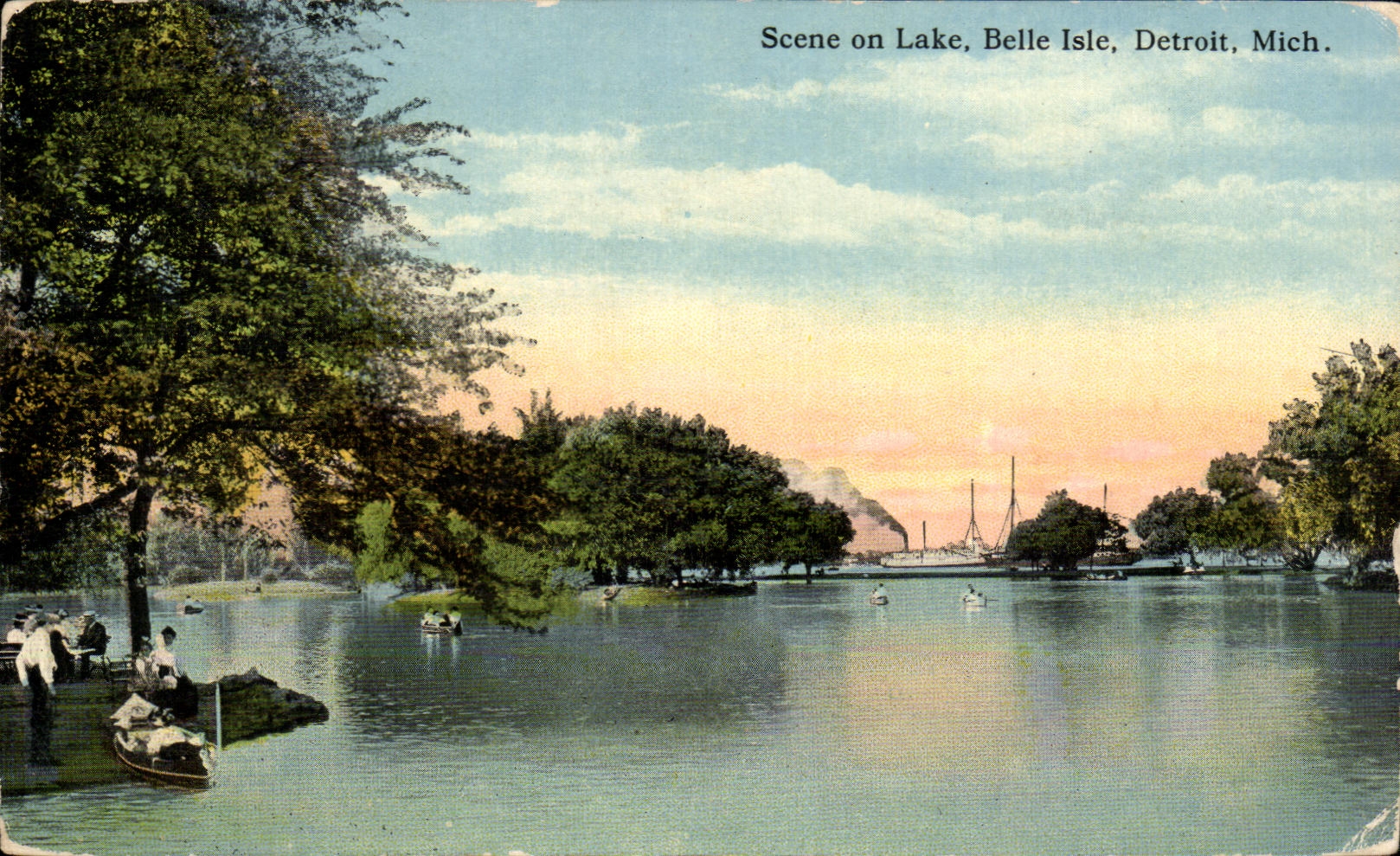 CPA Scene On Lake Belle Isle Detroit Mich