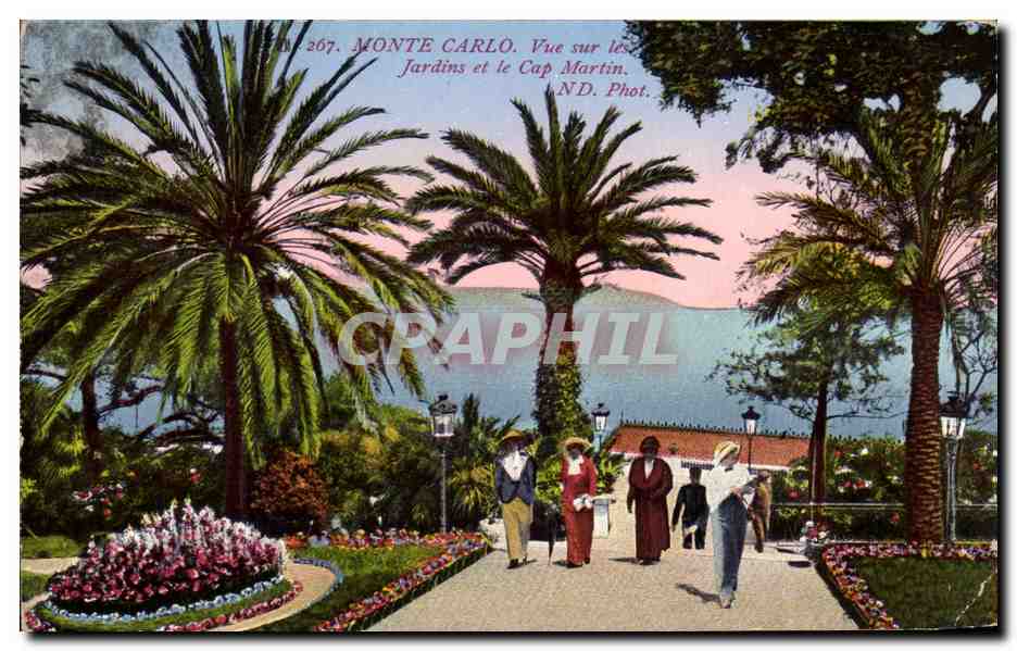 CPA Monte Carlo Vue sur les Jardins et le Cap Martin