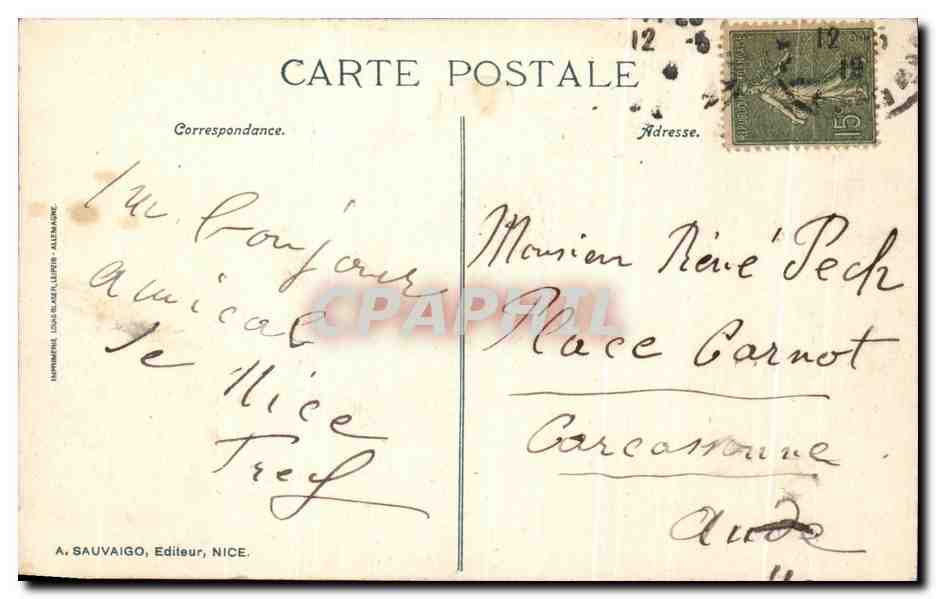 CPA Monte Carlo Vue sur les Jardins et le Cap Martin — Rückseite