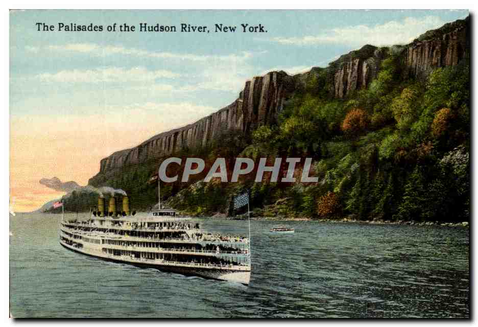 CPA The Palisades of the Hudson river New York Bateau