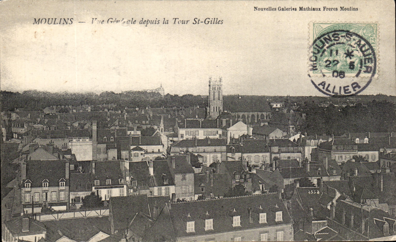 Antike Ansichtskarte Moulins Allgemeiner Blick von der St Gilles Turm