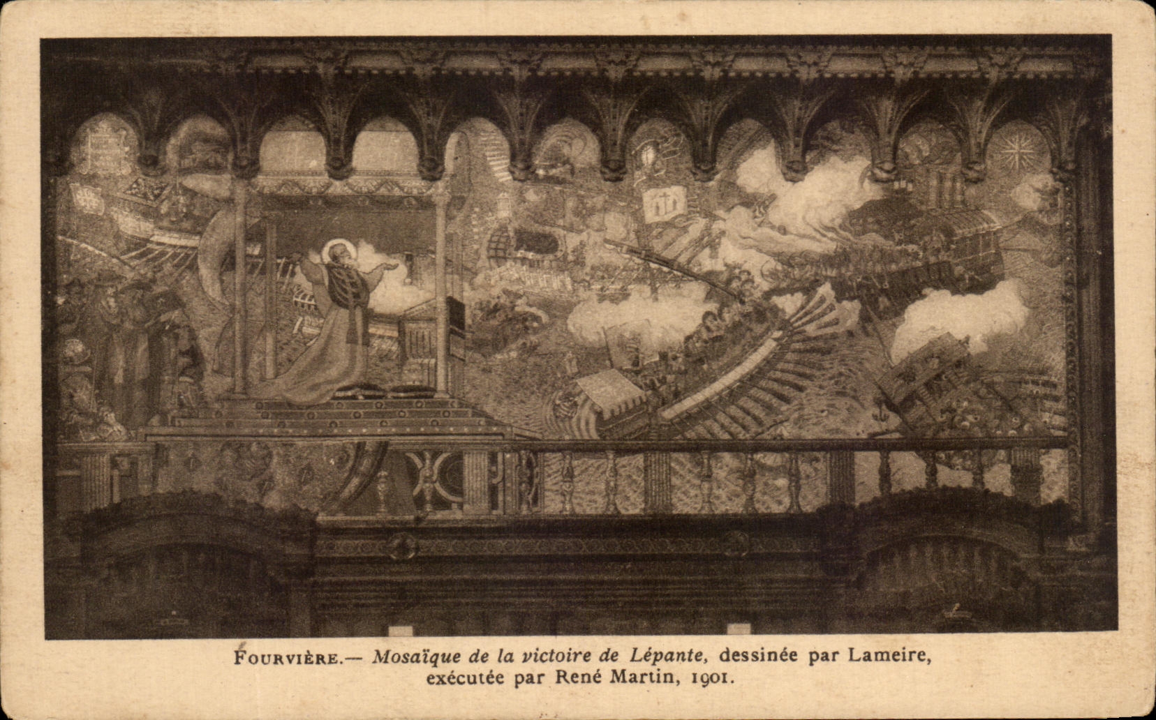 CPA Fourviere Mosaique de la Victoire de Lepante dessinee par Lameire executee par Rene Martin 