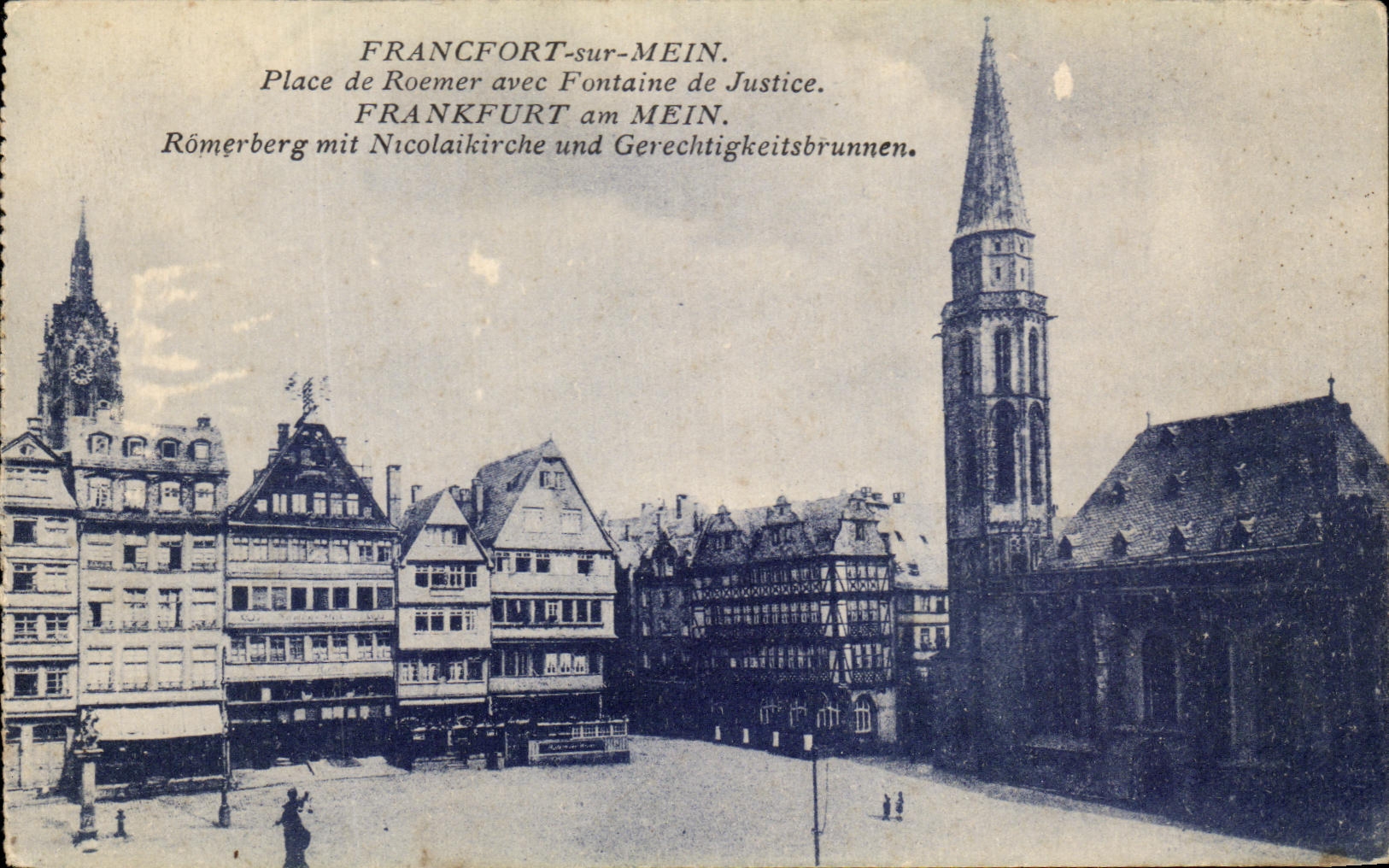 Frankfurt am Main — Roemerplatz with Fountain of Justice — Publisher unknown, series number not visible