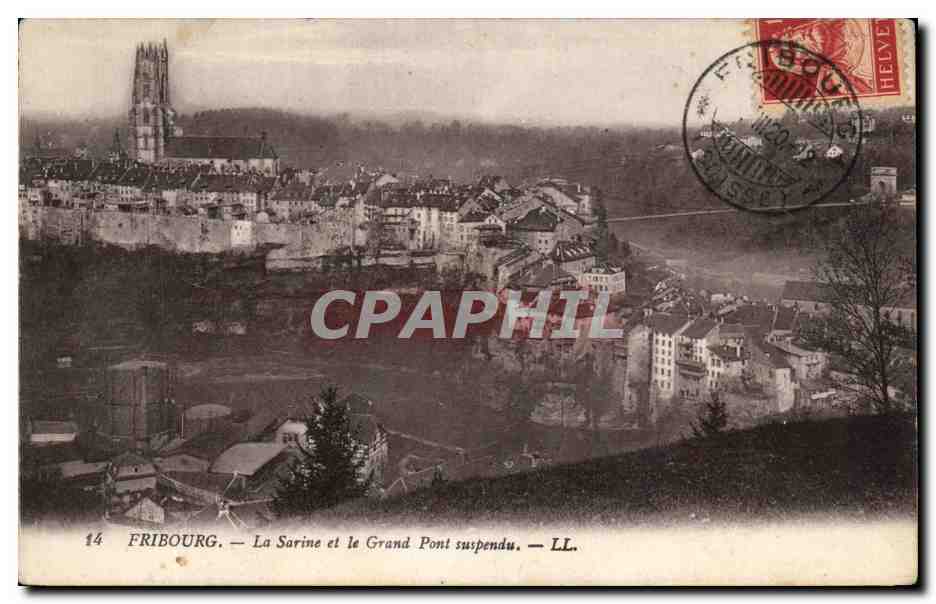 CPA Fribourg La Sarine Et Le Grndn Pont Suspendu