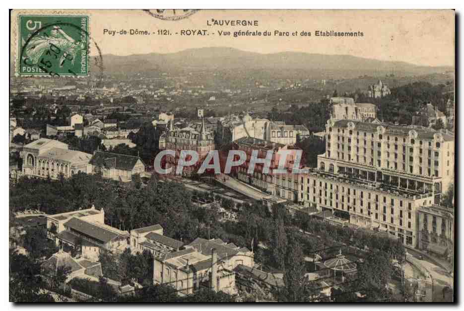 Vintage Postcard/Antike Ansichtskarte Auvergne Puy De Dome Royat Allgemeiner Blick Auf Den Park Und Den