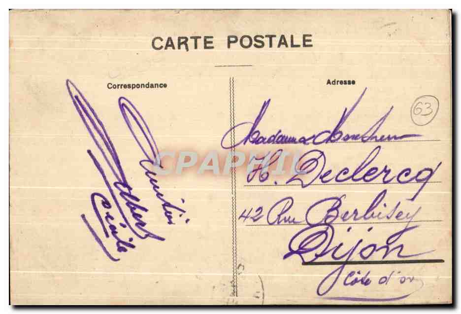 Vintage Postcard/Antike Ansichtskarte Auvergne Puy De Dome Royat Allgemeiner Blick Auf Den Park Und Den — Rückseite