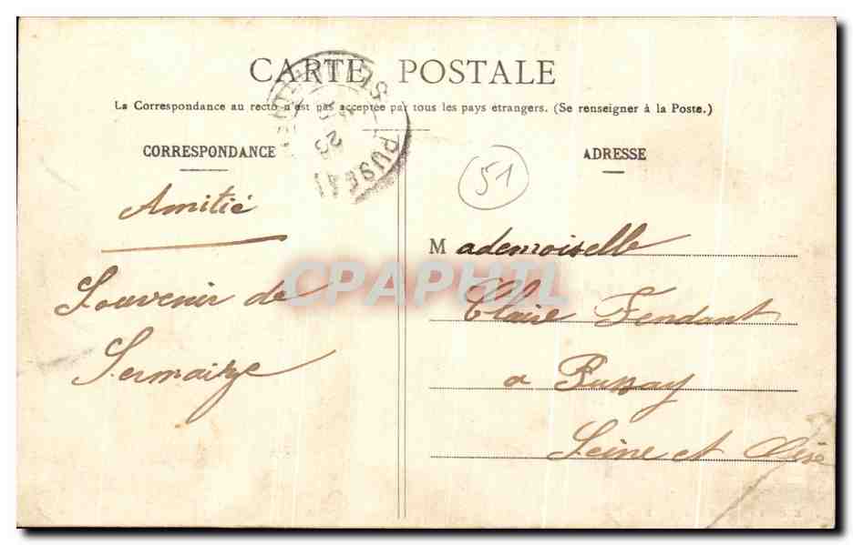CPA Sernaize les Bains Casino et Buvette de la Source — Back